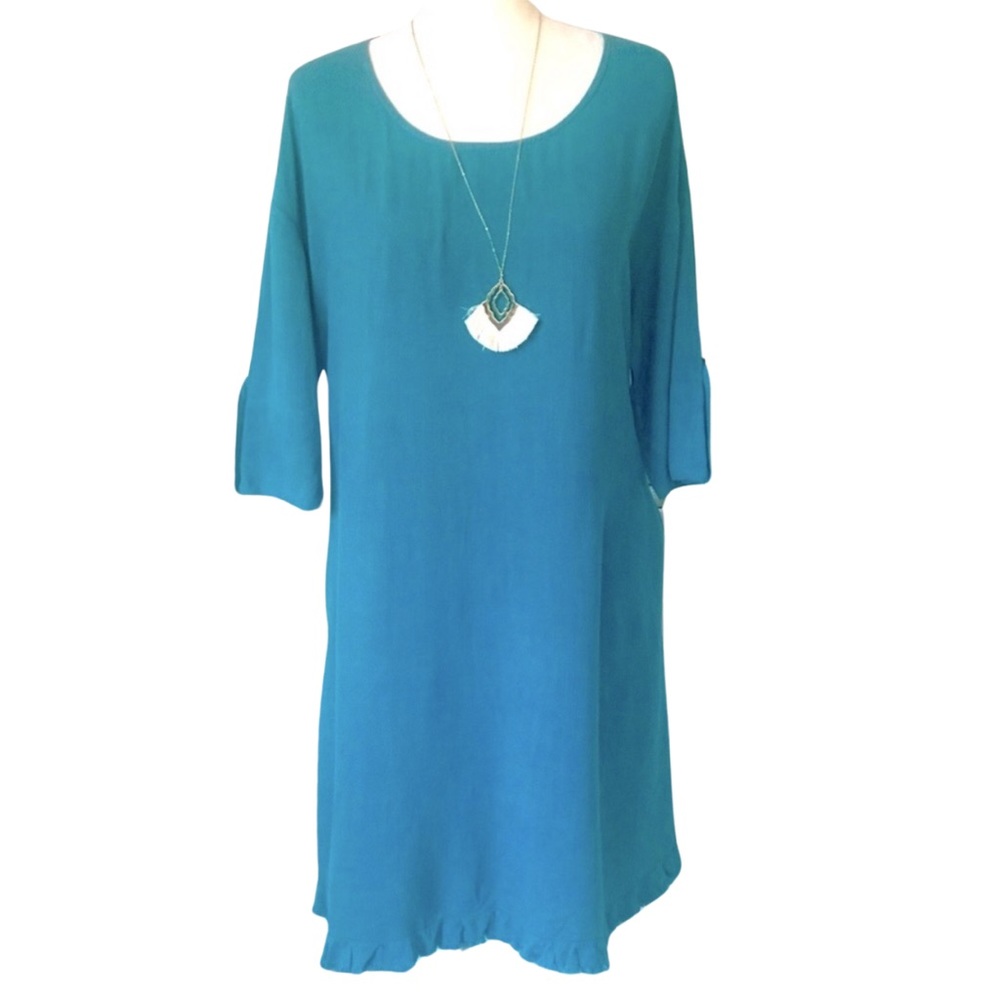 BOUTIQUE ITEM- Teal Linen Blend Dress